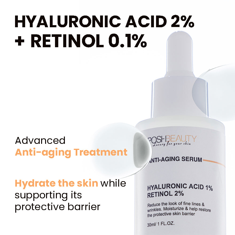 ANTI-AGING SERUM - Hyaluronic Acid 2% + Retinol 0.1%